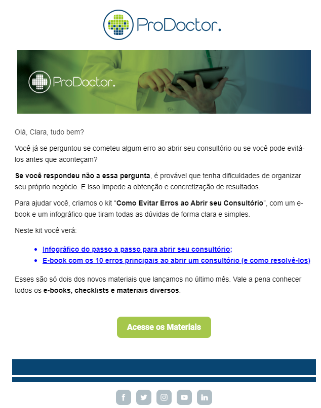 E-mail de nutrição é uma das ferramentas de marketing digital para clínicas e médicos